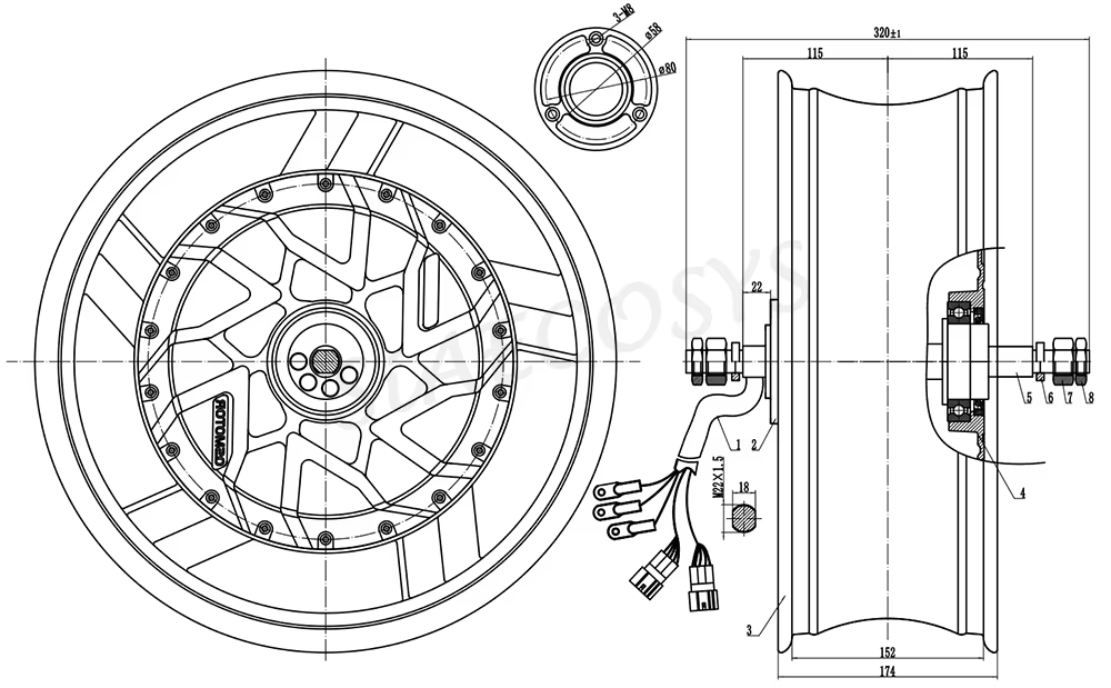 QSMotor 17X6.0inch 70H 12000W  - đánh giá và giá 12000W Electric Motorcycle Hub Motor