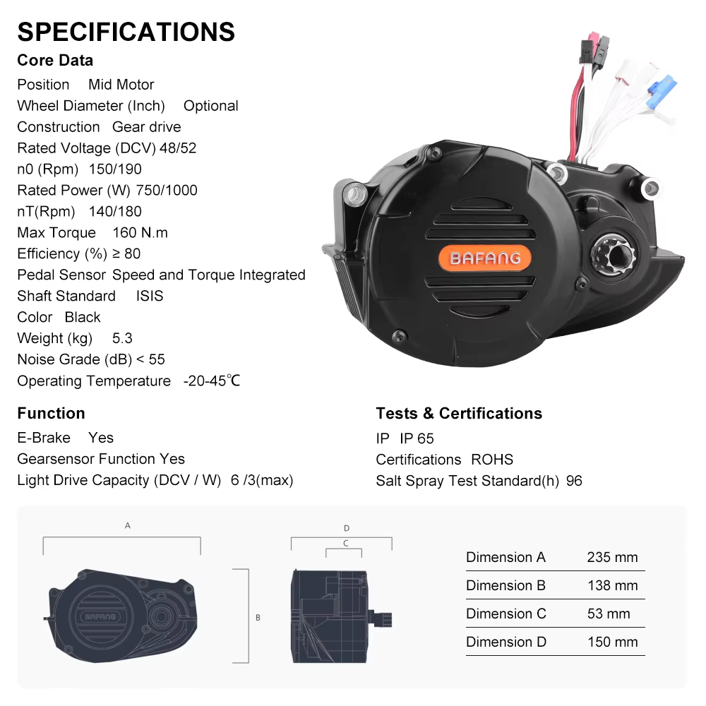 Ebike Bafang M620 G510 48/52V  - đánh giá và giá Mid Drive Conversion Kit 1000W